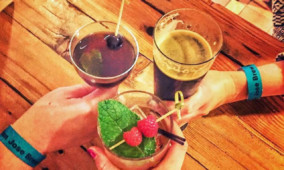 Celebrating on a Bar and Brewery Tour