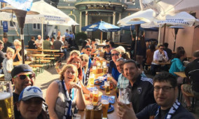 Celebrating on a Bar and Brewery Tour